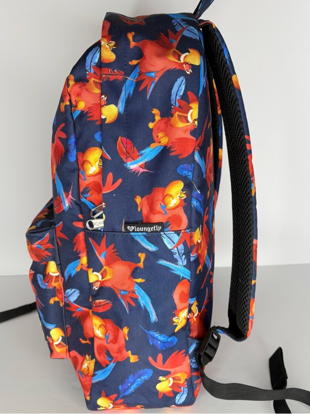 Loungefly Disney Aladdin Iago Bird Character All Over Print Backpack Blue Red - Picture 3 of 12